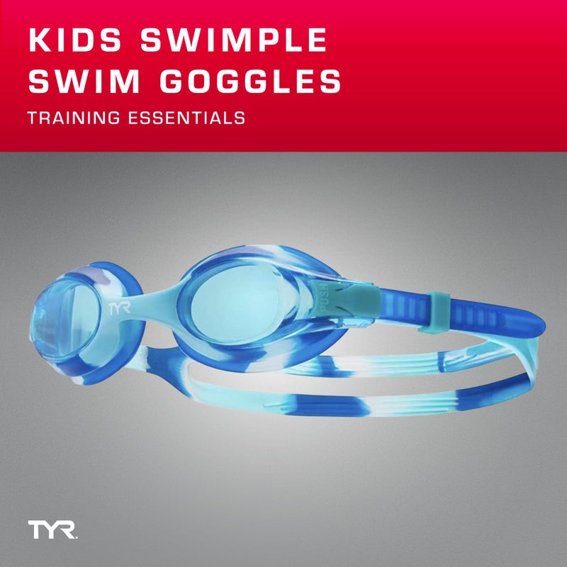 TYR Swimple Tie-Dye Kids' Swim Goggles - Non-Mirrored Swimming Goggles for Competitive Training and Recreation - Anti-Fog, UVA/UVB Protection, Watertight Seal - Pink/Blue - Image 2